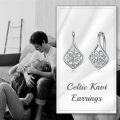 wholesale 925 Sterling Silver Celtic Knot Drop Earrings - Trinity Witch's Knot Design for Women Irish  Idea-0-5