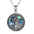 wholesale 925 Sterling Silver Saint Christopher Protect Us Pendant with Abalone Shell and Chain for Men Women Christian Gifts Jewelry 36 + Extender-0-0