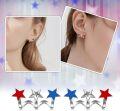 wholesale 925 Sterling Silver Star Stud Earrings - Red White Blue Patriotic  Set-0-3