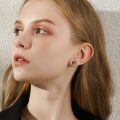 wholesale 925 Sterling Silver Black Rose Earrings With Red Center-0-1