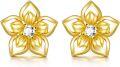 wholesale 14K Solid Floral Diamond Stud Earrings - Elegant s for Women-0-0