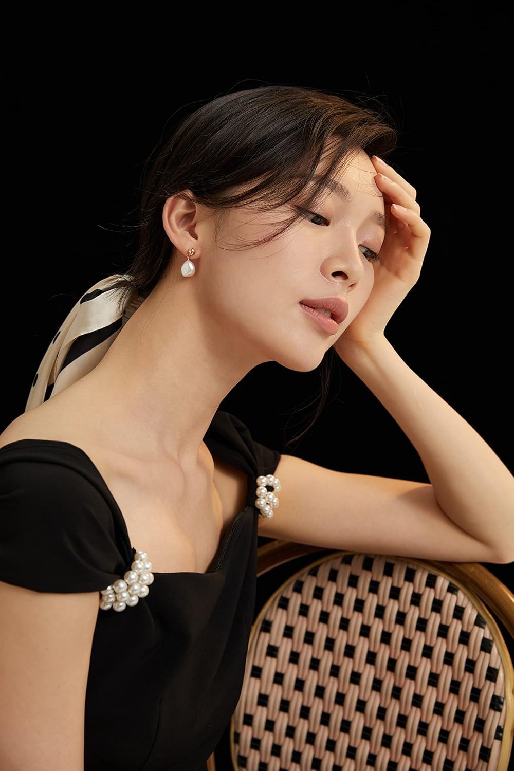 Gold Plated Sterling Silver Baroque Pearl Stud Earrings for Women-0-5