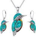 wholesale Sterling Silver Turquoise Amber Stone Native American Jewelry Set for Women-0-0