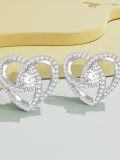 wholesale White Gold Plated 925 Sterling Silver Moissanite Heart Cross Star Moon Celtic Knot Stud Earrings for Women-0-3