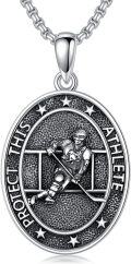wholesale 925 Sterling Silver Oval Sports Athlete Pendant Necklace - Protect This Athlete Design-0-0