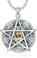 wholesale 925 Sterling Silver Celtic Knot Triple Moon Goddess Star Pendant Necklace-0-0