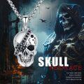 wholesale 925 Sterling Silver Gothic Skull Cross Pendant Necklace Punk Skeleton Jewelry for Men & Women-0-4