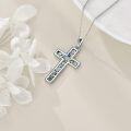wholesale 925 Sterling Silver Floral Cross with Abalone Shell Inlay and Celtic Knot Design Infinity Heart Love Pendant Necklace for Women Girls  (Blue)-0-2