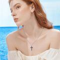 wholesale 925 Sterling Silver Cross with Turquoise and Malachite Inlay Christian Pendant Necklace-0-4