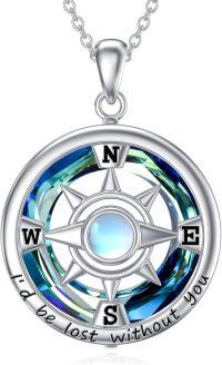 wholesale 925 Sterling Silver Blue Crystal Celtic Knot Compass Pendant Necklace for Men & Women-Compass 2 Compass Necklace
