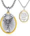 wholesale 925 Sterling Silver St Raphael Guardian Angel Pendant with Bible Verse Ephesians 6:10 - Religious Gift for Men and Boys-0-0