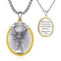 wholesale 925 Sterling Silver St Raphael Guardian Angel Pendant with Bible Verse Ephesians 6:10 - Religious Gift for Men and Boys-Archangel Raphael