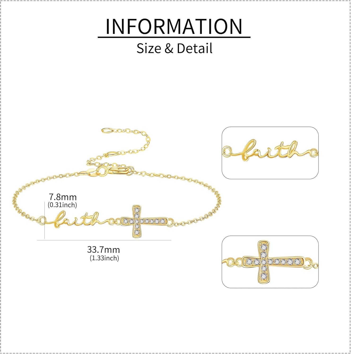 wholesale 14K Gold Cross Faith Chain Bracelet - Elegant  for Her-0-3
