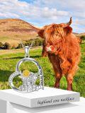 wholesale 925 Sterling Silver Horseshoe Highland Cow Sunflower Love You Forever Pendant Necklace for Women-0-2