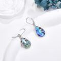 wholesale 925 Sterling Silver Abalone Shell Dragonfly Filigree Teardrop Dangle Leverback Earrings-0-3