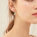 wholesale 925 Sterling Silver White Round Pearl Drop Dangle Leverback Earrings for Women-0-1