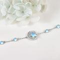 wholesale 925 Sterling Silver Crescent Moon Star Rainbow Moonstone Chain Bracelet For Women-0-3