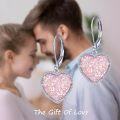 wholesale 925 Sterling Silver Metal Drusy Crystal Heart Dangle Earrings (Pink/Blue/Purple) Leverback Drop s for Women-0-6