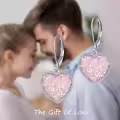 wholesale 925 Sterling Silver Metal Drusy Crystal Heart Dangle Earrings Wholesale (Pink/Blue/Purple) Leverback Drop s for Women-0-6