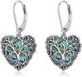 wholesale 925 Sterling Silver Abalone Shell Tree of Life Heart Drop Dangle Lever Back Earrings  for Women-0-0