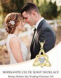 wholesale Gold 925 Sterling Silver 1ct Moissanite Heart Celtic Knot Pendant Necklace for Women-0-1