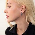 wholesale 925 Sterling Silver Crescent Moon Earrings Wholesale With Bat Wings And Turquoise Inlay-0-4