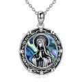 wholesale 925 Sterling Silver Virgin Mary Abalone Shell Pendant Necklace for Women-0-0