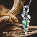 wholesale 925 Sterling Silver Pendant Necklace with Abalone Shell and Black Stone in Gothic Style Sword Design-0-3