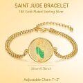 wholesale Gold 925 Sterling Silver St. Jude Thaddeus Religious Medal Charm Bracelet for Women and Men 7-9 Adjustable Chain Length-0-4