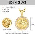 wholesale Gold 925 Sterling Silver Lion Head Necklace with Cubic Zirconia and  for Men-0-5