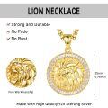 wholesale Gold 925 Sterling Silver Lion Head Necklace with Cubic Zirconia and  for Men-0-5