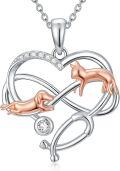 wholesale 925 Sterling Silver Infinity Heart Cat Pendant Necklace with Rose Gold Plated Animal Charms and Cubic Zirconia Stones Gift for Women-0-0