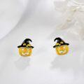 wholesale 925 Sterling Silver 925 Jack-o'-Lantern Witch Hat Stud Earrings for Halloween-0-2