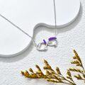 wholesale 925 Sterling Silver Infinity Purple Leaf Pendant Necklace  for Her-0-1