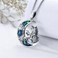 wholesale 925 Sterling Silver Celtic Dragon Crescent Moon Stone Pendant Necklace for Women Men Gifts-0-4