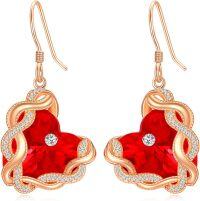 wholesale 925 Sterling Silver Infinity Heart Birthstone Crystal Earrings for Women-07-Jul-Ruby Red