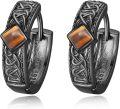 wholesale Titanium Metal Tiger Eye Square Celtic Knot Huggie Hoop Earrings for Men 49 chars-0-0