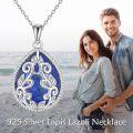 wholesale Sterling Silver Moonstone Lapis Lazuli Larimar Teardrop Pendant Necklace-0-17