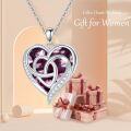 wholesale TOUPOP Birthstone Gift For Women Heart Celtic Necklace 925 Silver Heart Knot Jewellery Gift For Wife Sister Girlfriend Graduation Gifts Valentine's Christmas Gift -0-2