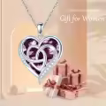 TOUPOP 925 Silver Birthstone Celtic Heart Knot Necklace Gift For Women-0-2