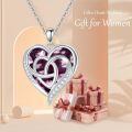 TOUPOP 925 Silver Birthstone Celtic Heart Knot Necklace Gift For Women-0-2