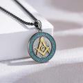 wholesale 925 Sterling Silver Blue Stone Freemason Symbol Pendant Necklaces for Men Women Gifts-0-1