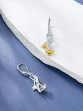 TOUPOP Silver Bee Earrings with Stone-0-5