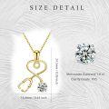 wholesale Sterling Silver Austria Crystals Stethoscope Necklace Medical Jewelry for Doctor Nurse Student - Rhodium Plated-0-2