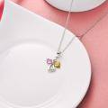 wholesale 925 Sterling Silver Red Heart & Gold Wings Guardian Angel Pendant Necklace for Women's Birthdays Gifts-0-14