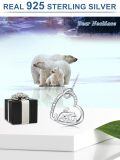 wholesale 925 Sterling Silver Mama Bear Heart Pendant Necklace-0-5