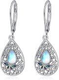 wholesale 925 Sterling Silver Moonstone Teardrop Filigree Leverback Drop Earrings-0-0