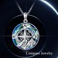 wholesale 925 Sterling Silver Blue Crystal Compass Pendant Necklace for Women Nature Lovers Gifts-0-4