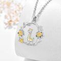 wholesale 925 Sterling Silver Yellow Crystal Giraffe Floral Round Pendant Necklace for Girls and Women Gifts-0-1