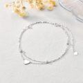 wholesale 14K Gold Double Chain Heart Charm Ankle Anklet for Women - Mother's Day Gifts-0-2